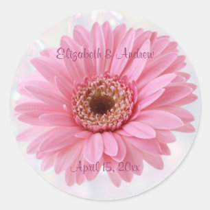 Pink Gerbera daisy Wedding  Sticker