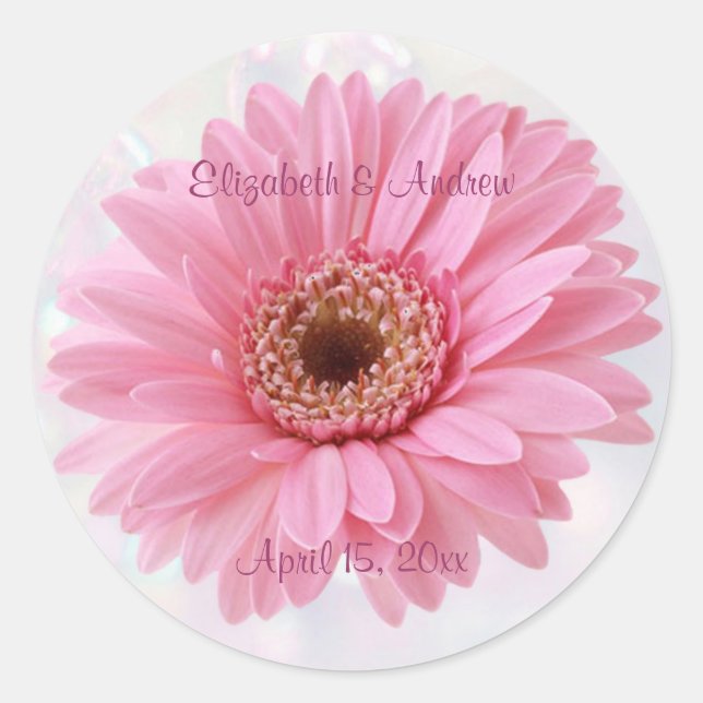 Pink Gerbera daisy Wedding  Sticker (Front)