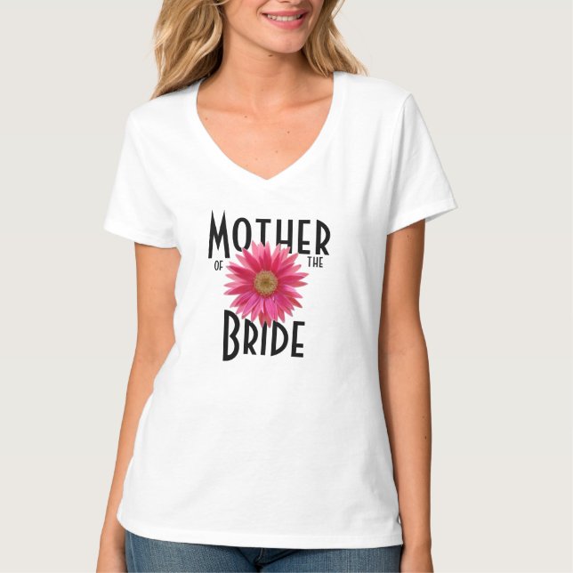 Pink Gerbera Daisy/ Wedding T-Shirt (Front)