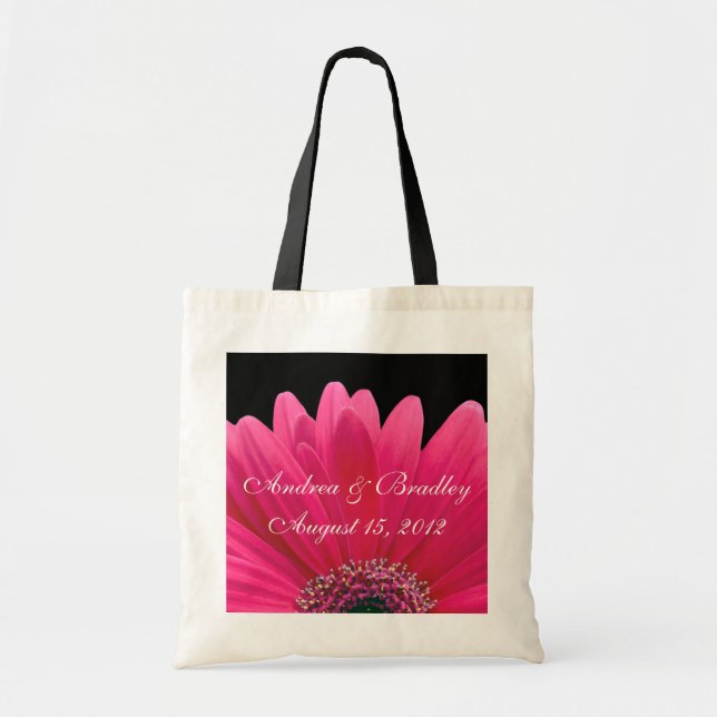 Pink Gerbera Daisy Wedding Welcome Bag (Front)