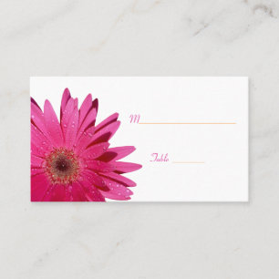 Pink Gerbera Daisy White Place Card