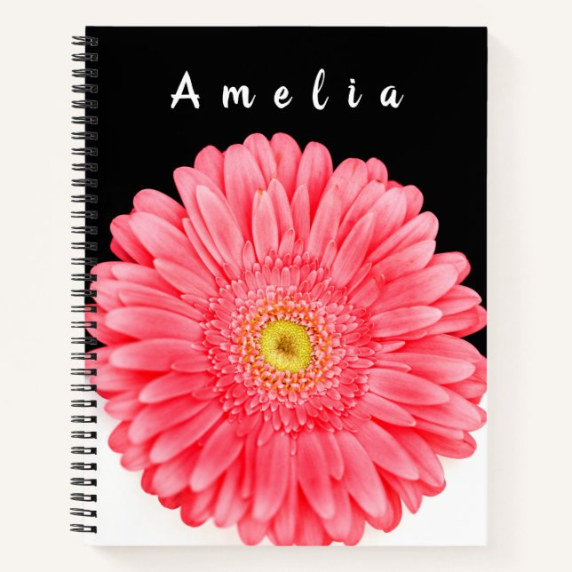 Pink Gerbera Flower Notebook (Front)
