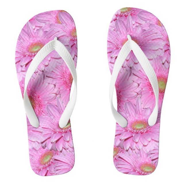 Pink Gerbera Flowers, Thongs (Footbed)