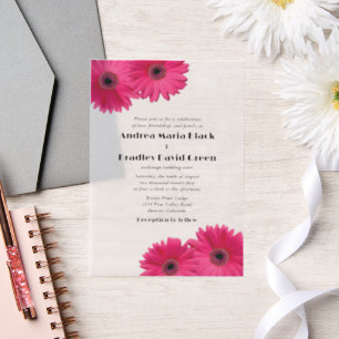 Pink Gerbera Gerber Daisy Flower Wedding Vellum Invitations