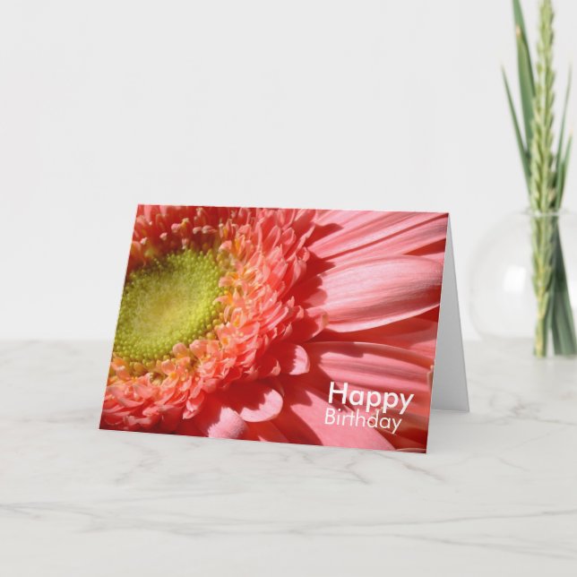 Pink Gerbera - Happy Birthday Card (Front)