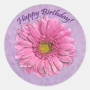 Pink Gerbera Happy Birthday sticker