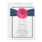 Pink Gerbera Navy Ribbon Bridal Shower Invitation
