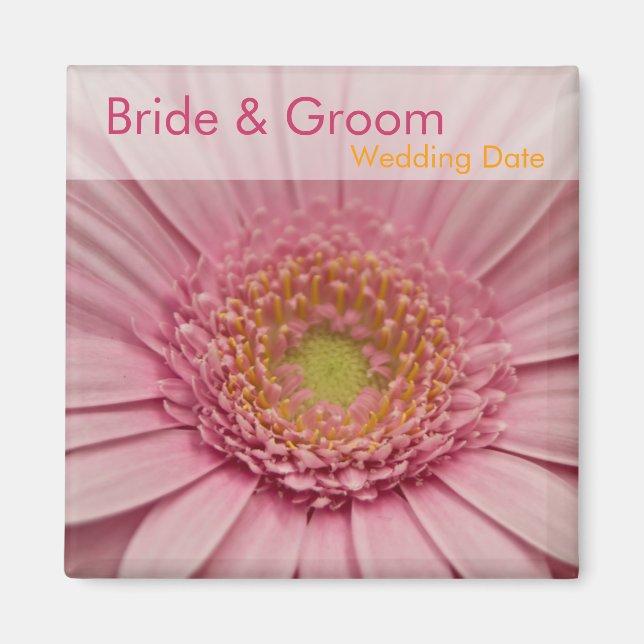 Pink Gerbera • Save the Date Magnet (Front)