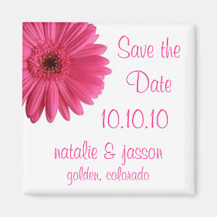 Pink Gerbera Save the Date Magnet