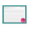 Pink Gerbera Teal Recipe Card for the Bride to Be