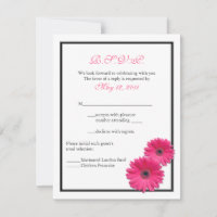 Pink Gerbera with Black Border Response Card