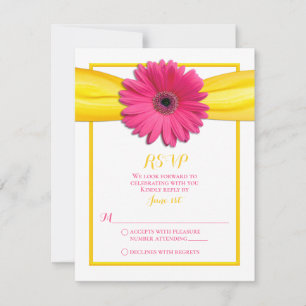 Pink Gerbera with Yellow Ribbon Response Card