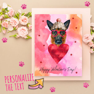 Pink German Shepherd Valentine's Day Gift Dog Holiday Postcard