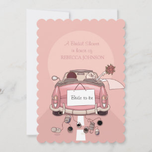 Pink Getaway Car - Bridal Shower invitation