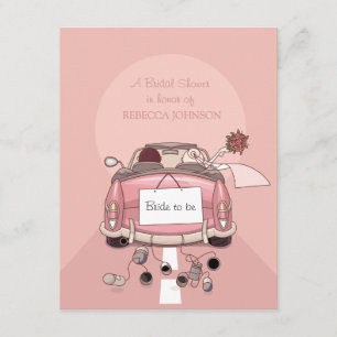 Pink Getaway Car - Bridal Shower invitation