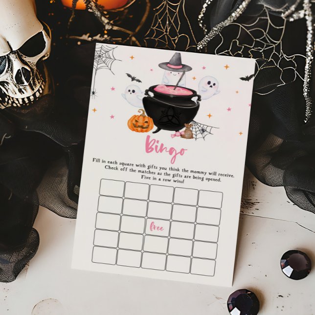 Pink Ghost Baby is Brewing Baby Shower Bingo Game (Baby is Brewing Baby Shower Bingo Game)