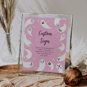 Pink Ghost Baby Shower Custom Sign