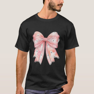 Pink Ghost Bow Coquette Halloween Spooky Season Wo T-Shirt