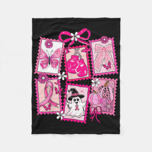 Pink Ghost Coquette Bow Halloween Breast Cancer Aw Fleece Blanket