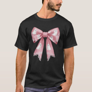 Pink Ghost Coquette Bow Halloween Spooky Season Wo T-Shirt