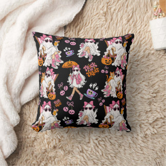 Pink Ghost Girl Halloween Cute Spooky for Teen Cushion