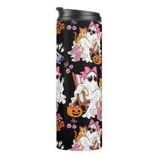 Pink Ghost Girl Halloween Cute Spooky Thermal Tumbler