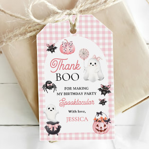 Pink Ghost Halloween 1st Birthday Party Gift Tags