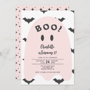 Pink Ghost Halloween 2nd Birthday  Invitation