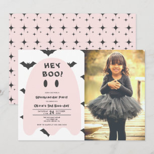 Pink Ghost Halloween Any Year Birthday  Invitation