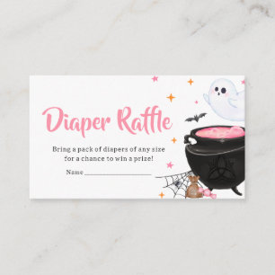 Pink Ghost Halloween Baby is Brewing Diaper Raffle Enclosure Card