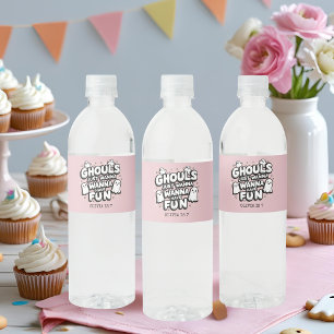 Pink Ghost Halloween Birthday Water Bottle Label