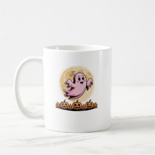 Pink Ghost Halloween Breast Cancer Awareness Coffee Mug