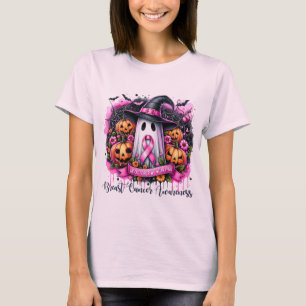Pink Ghost Halloween Breast Cancer Awareness Tee
