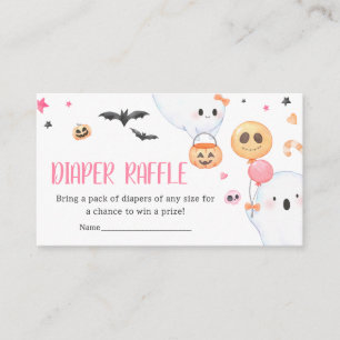 Pink Ghost Halloween Little Boo Diaper Raffle Enclosure Card
