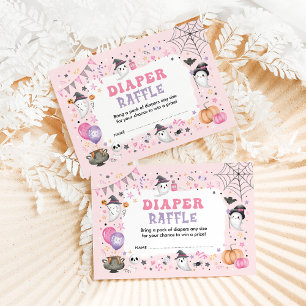 Pink Ghost Halloween Spooky Boo Diaper Raffle Enclosure Card