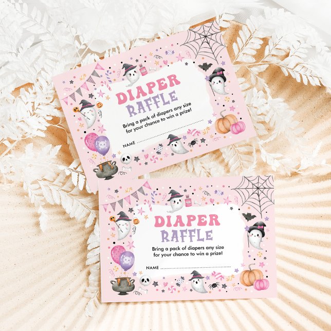 Pink Ghost Halloween Spooky Boo Diaper Raffle Enclosure Card (Creator Uploaded)