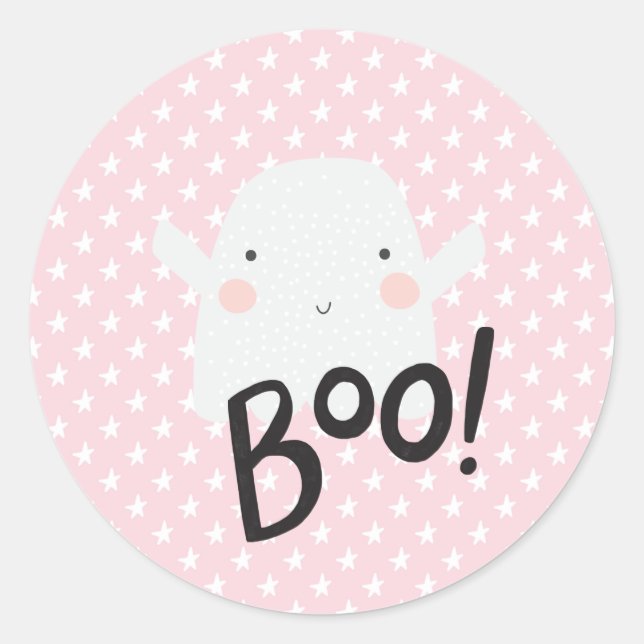 Pink Ghost Halloween Sticker (Front)