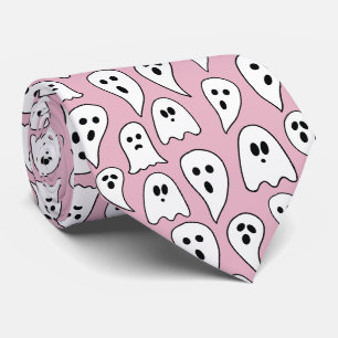 Pink Ghost Halloween Tie