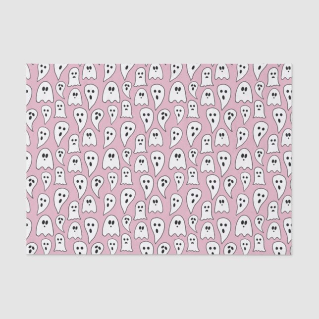 Pink Ghost Halloween Tissue Paper (Front)