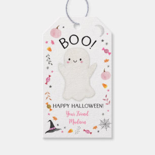 Pink Ghost Halloween Treat Gift Tags