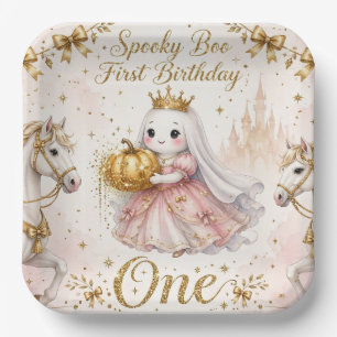 Pink Ghost Horse Princess Birthday Plates