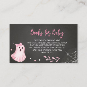 Pink Ghost Little Boo Baby Shower Books for Baby Enclosure Card