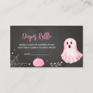 Pink Ghost Little Boo Baby Shower Diaper Raffle Enclosure Card