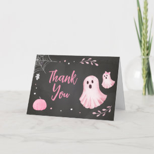 Pink Ghost Little Boo Baby Shower Thank You Card