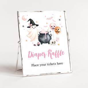 Pink Ghost Little Boo Diaper Raffle Sign