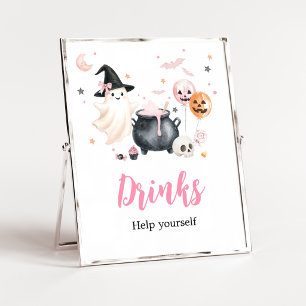Pink Ghost Little Boo Drinks Sign