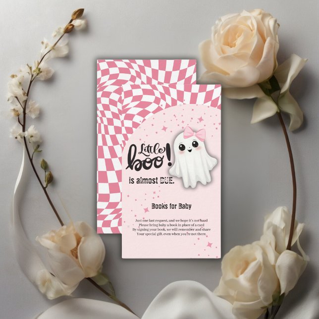 Pink Ghost Little Boo is almost due Baby Shower Enclosure Card (Creator Uploaded)
