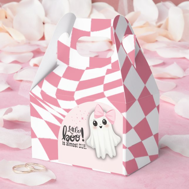 Pink Ghost Little Boo is almost due Baby Shower Favour Box (Wedding)