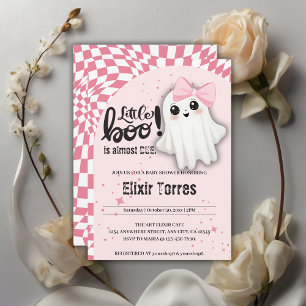 Pink Ghost Little Boo is almost due Baby Shower Invitation