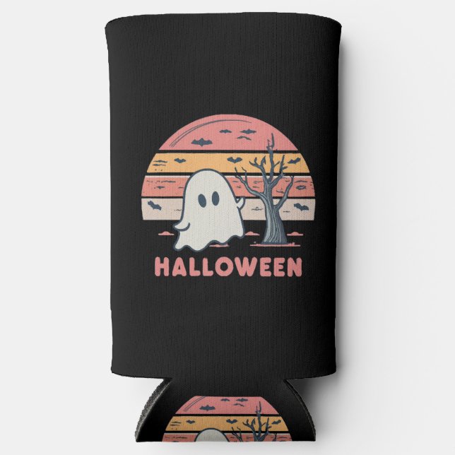 pink ghost seltzer can cooler (Front)